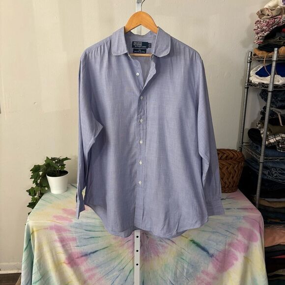 Ralph Lauren Blue Dressy Button Down Shirt club 100% cotton 👔 club - Picture 3 of 6